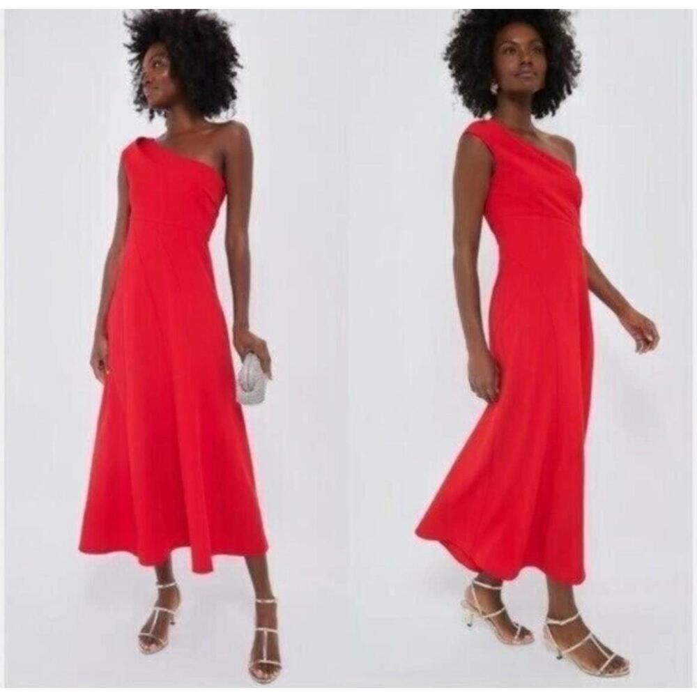 Tuckernuck x India Hicks Scarlet Carmen One Shoulder Dress $328 NWT Large L